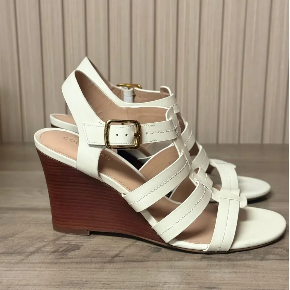 Cole Haan Women’s Josie Fisherman Wedge Sandals Ivory Size 7B